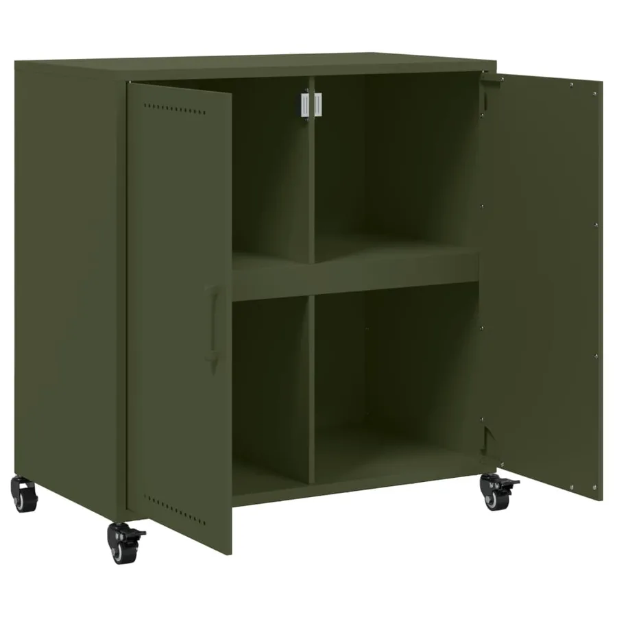 Buffet vert olive 68x39x72 cm acier - 9