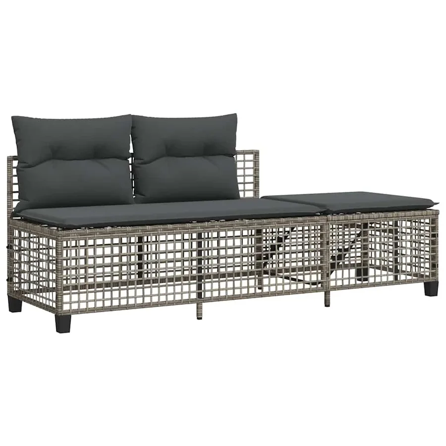 Salon de jardin d'angle avec coussins 3 pcs gris résine tressée - 6