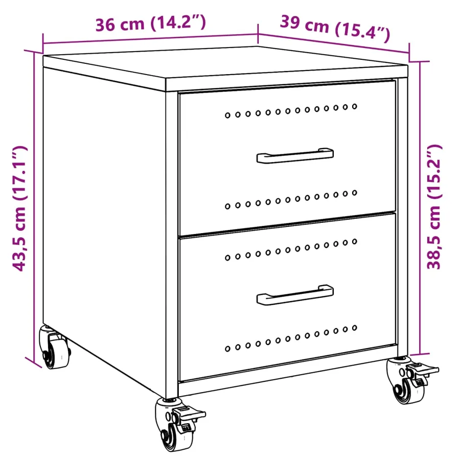 Tables de chevet 2 pcs rose 36x39x43,5 cm acier - 13