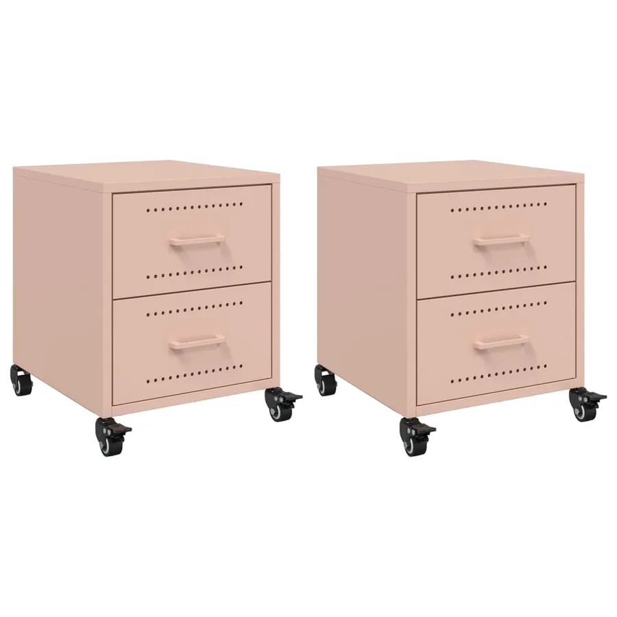 Tables de chevet 2 pcs rose 36x39x43,5 cm acier - 2