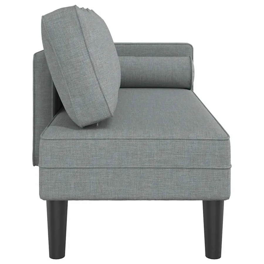 Chaise longue avec coussins gris clair tissu - 4
