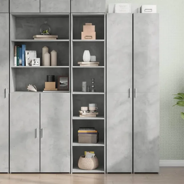Buffet haut gris béton 40x41x185 cm bois d'ingénierie