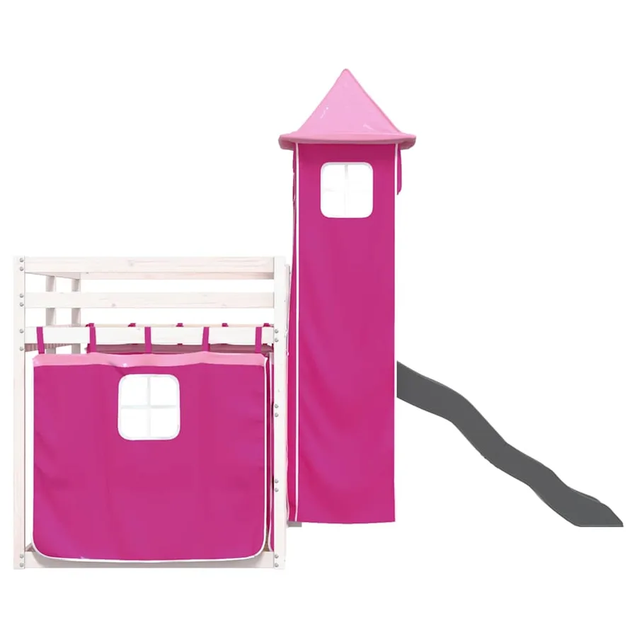 Lit superposé sans matelas avec toboggan et rideaux 80x200 cm - 9