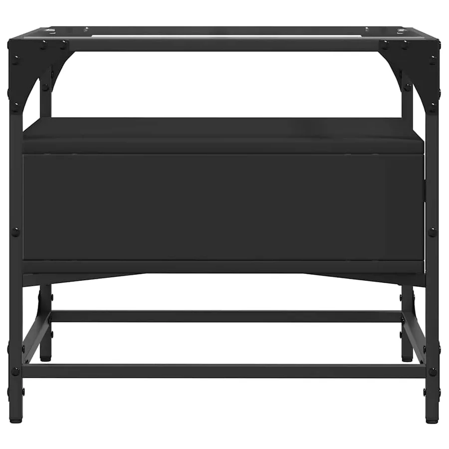 Table basse avec dessus en verre noir 50x50x45 cm acier - 5