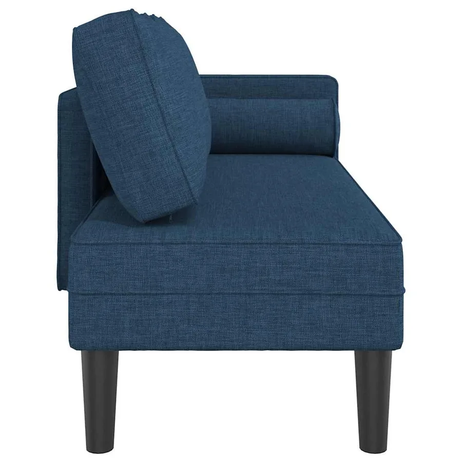 Chaise longue avec coussins bleu tissu - 4