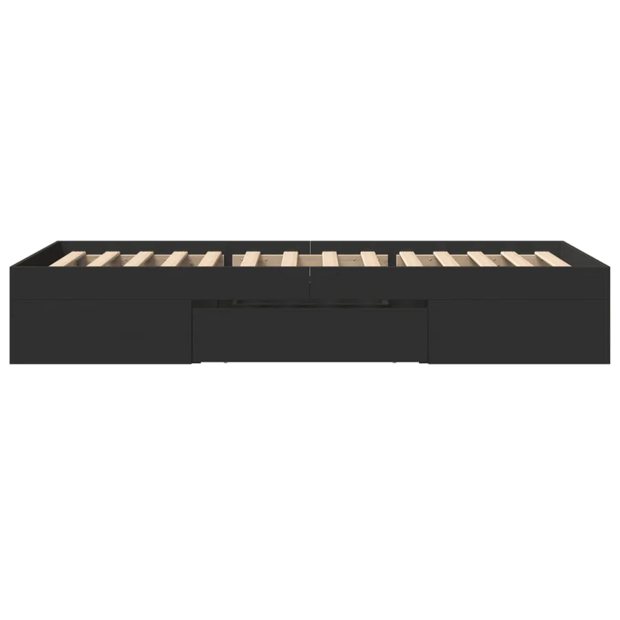 Cadre de lit sans matelas noir 75x190 cm bois ingénierie - 6