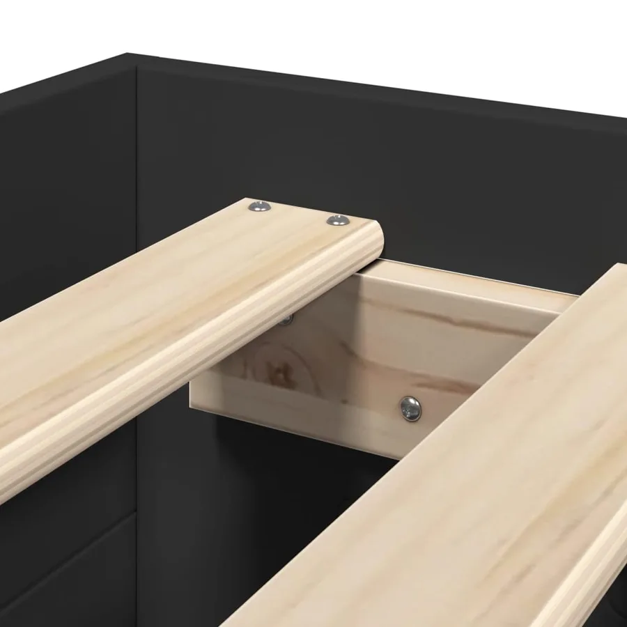 Cadre de lit sans matelas noir 75x190 cm bois ingénierie - 9
