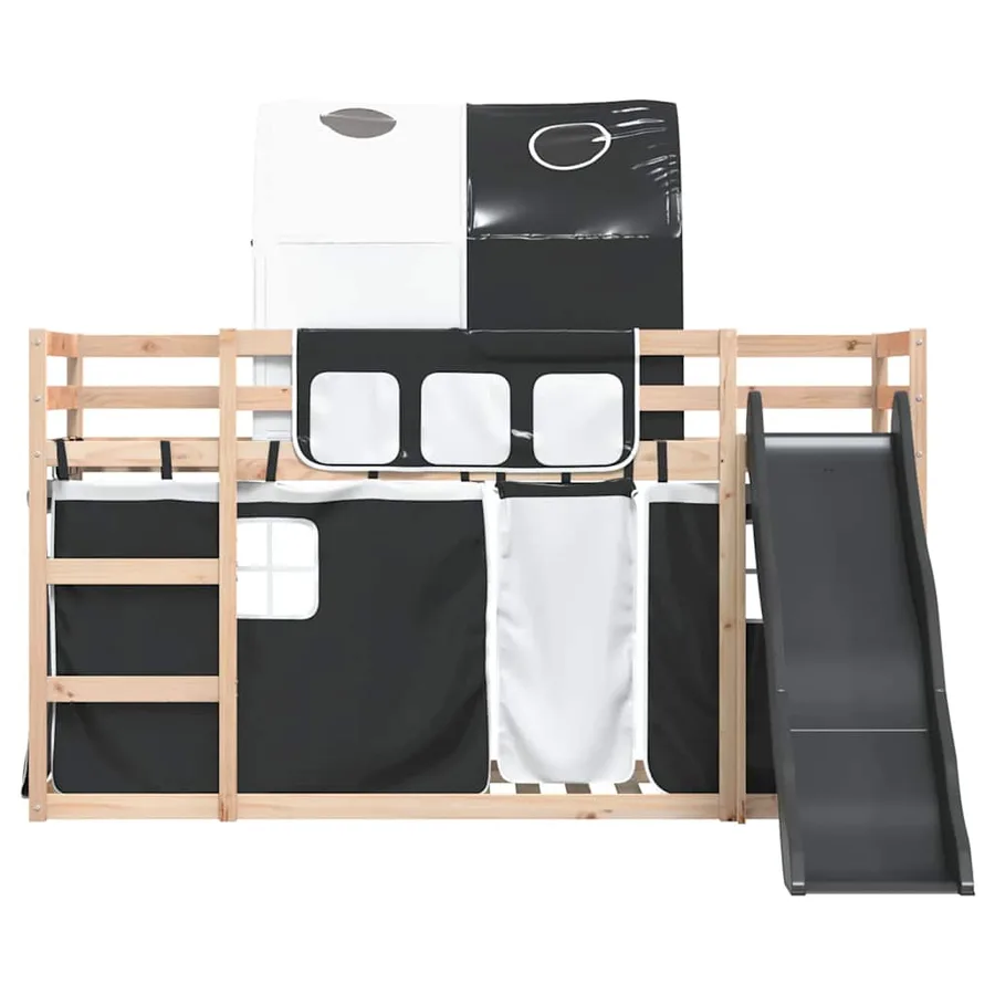 Lit superposé sans matelas avec toboggan blanc noir 90x190 cm - 7
