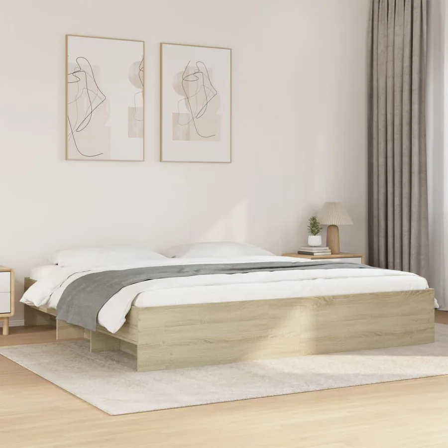 Cadre de lit sans matelas chêne sonoma 200x200 cm
