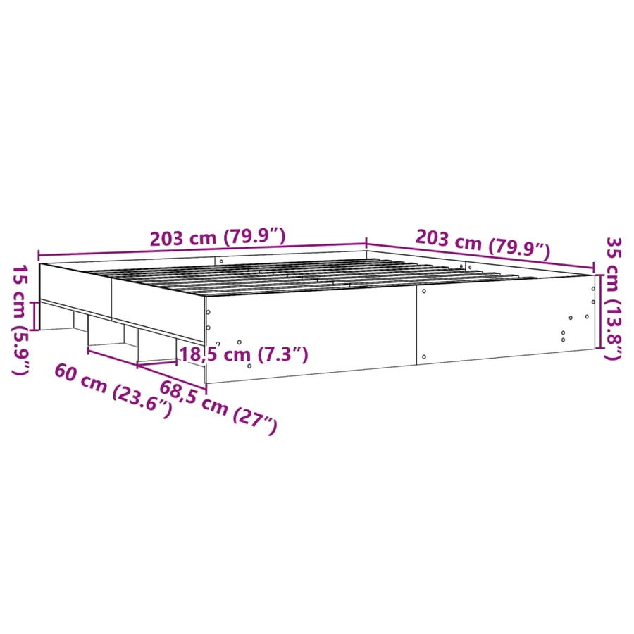 Cadre de lit sans matelas chêne sonoma 200x200 cm - 10