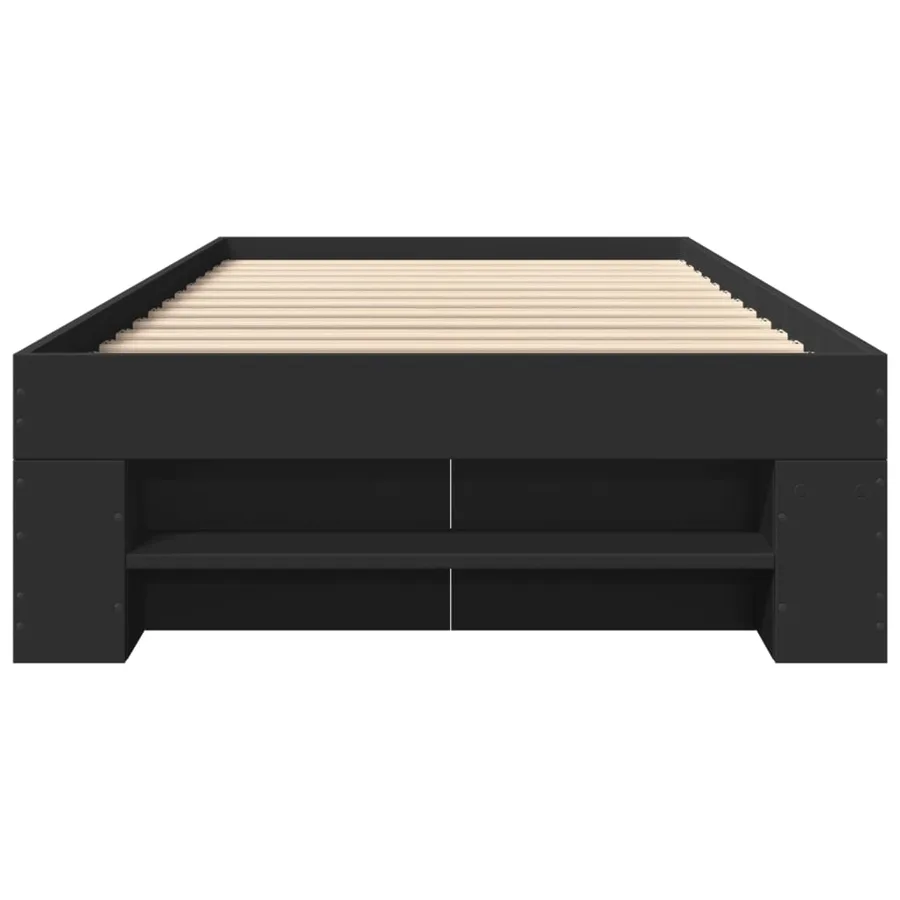 Cadre de lit sans matelas noir 90x190 cm bois ingénierie - 5