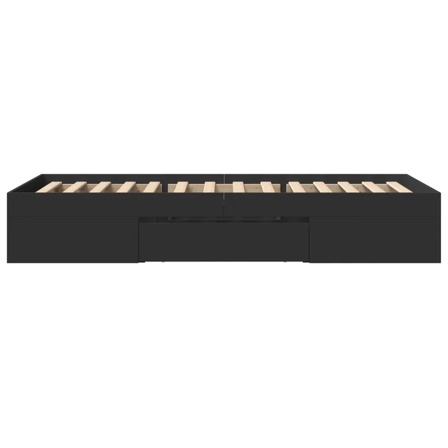Cadre de lit sans matelas noir 90x190 cm bois ingénierie - 6