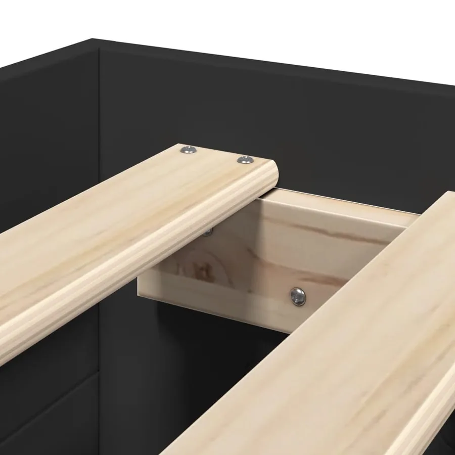 Cadre de lit sans matelas noir 90x190 cm bois ingénierie - 9