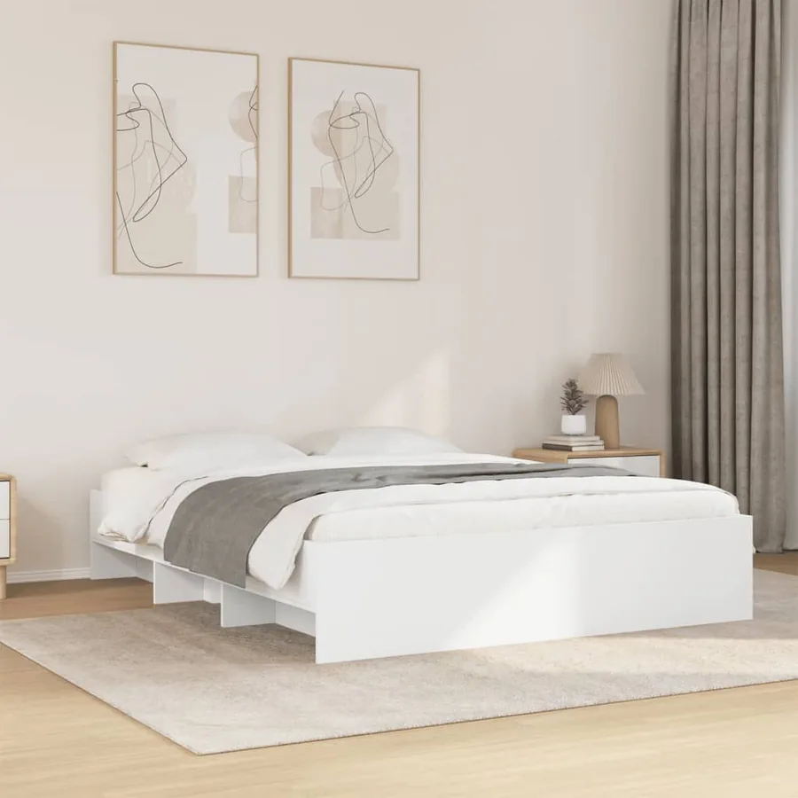 Cadre de lit sans matelas blanc 150x200 cm bois d'ingénierie