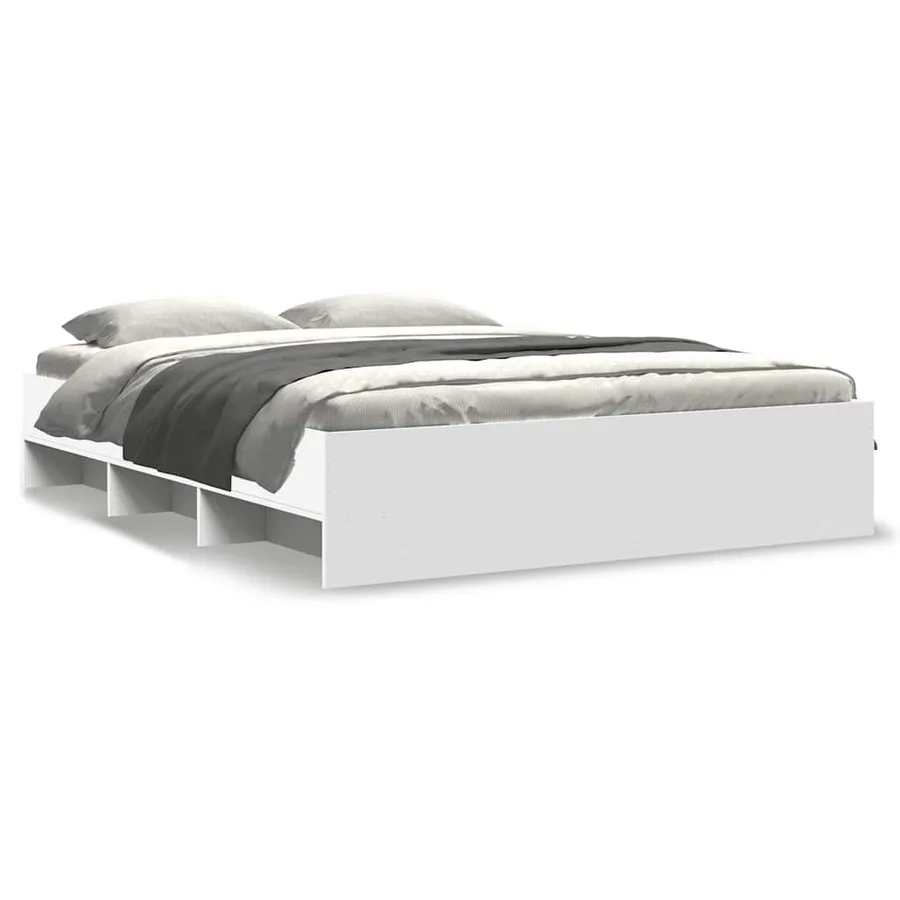 Cadre de lit sans matelas blanc 150x200 cm bois d'ingénierie - 2