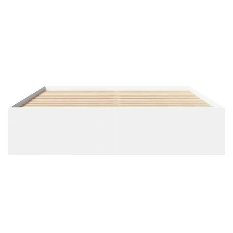 Cadre de lit sans matelas blanc 150x200 cm bois d'ingénierie - 5