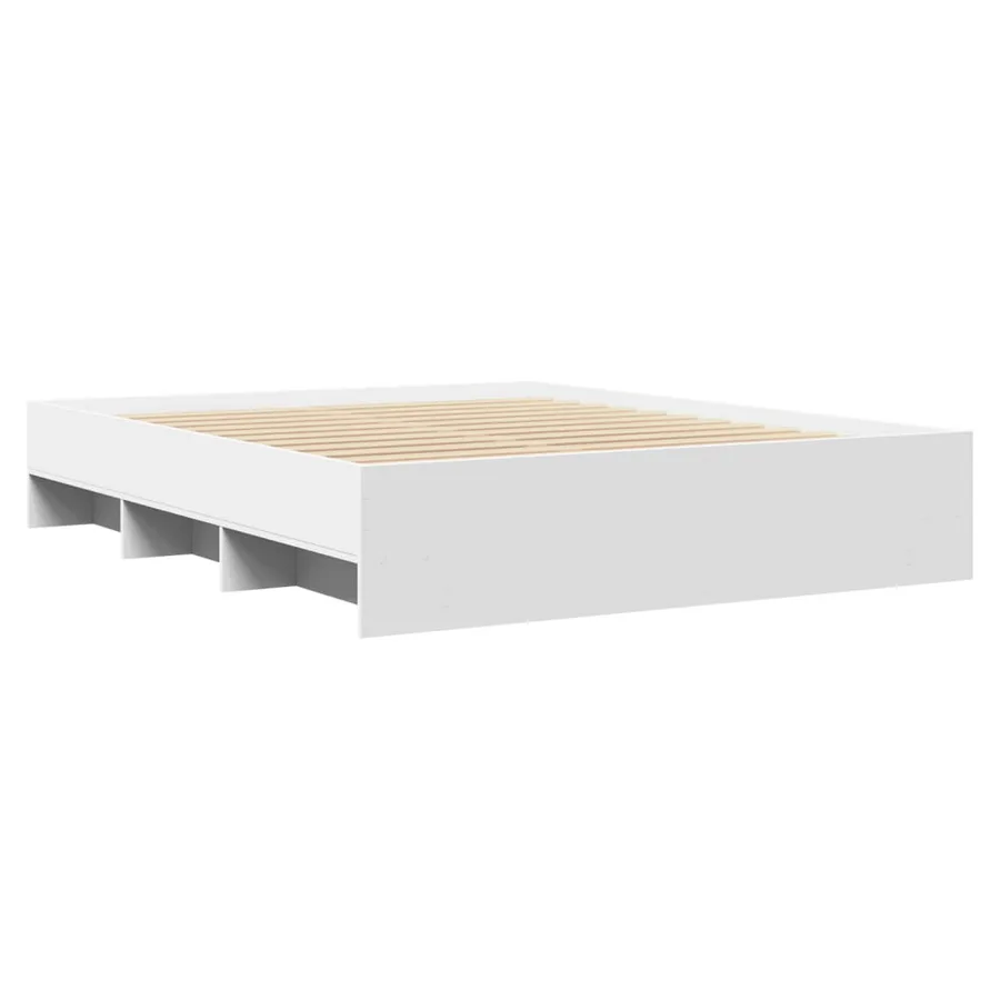 Cadre de lit sans matelas blanc 150x200 cm bois d'ingénierie - 7