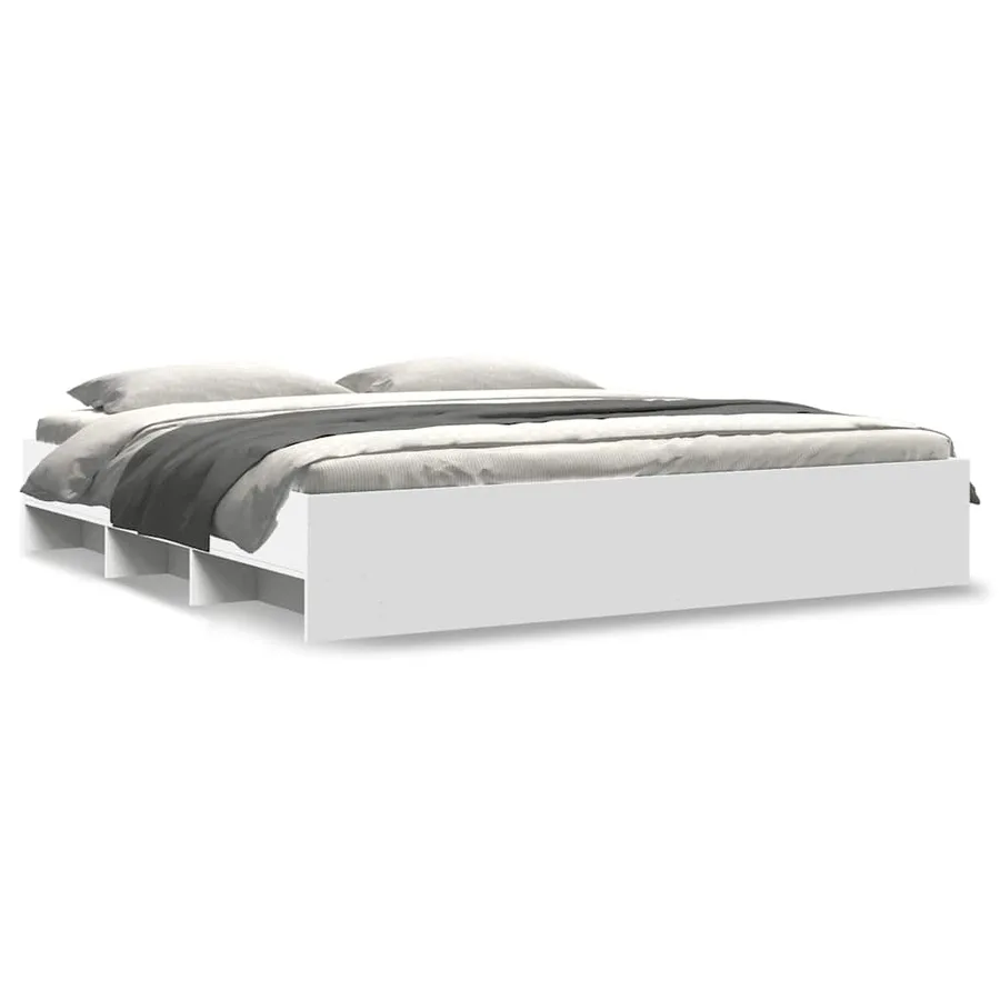 Cadre de lit sans matelas blanc 200x200 cm bois d'ingénierie - 2