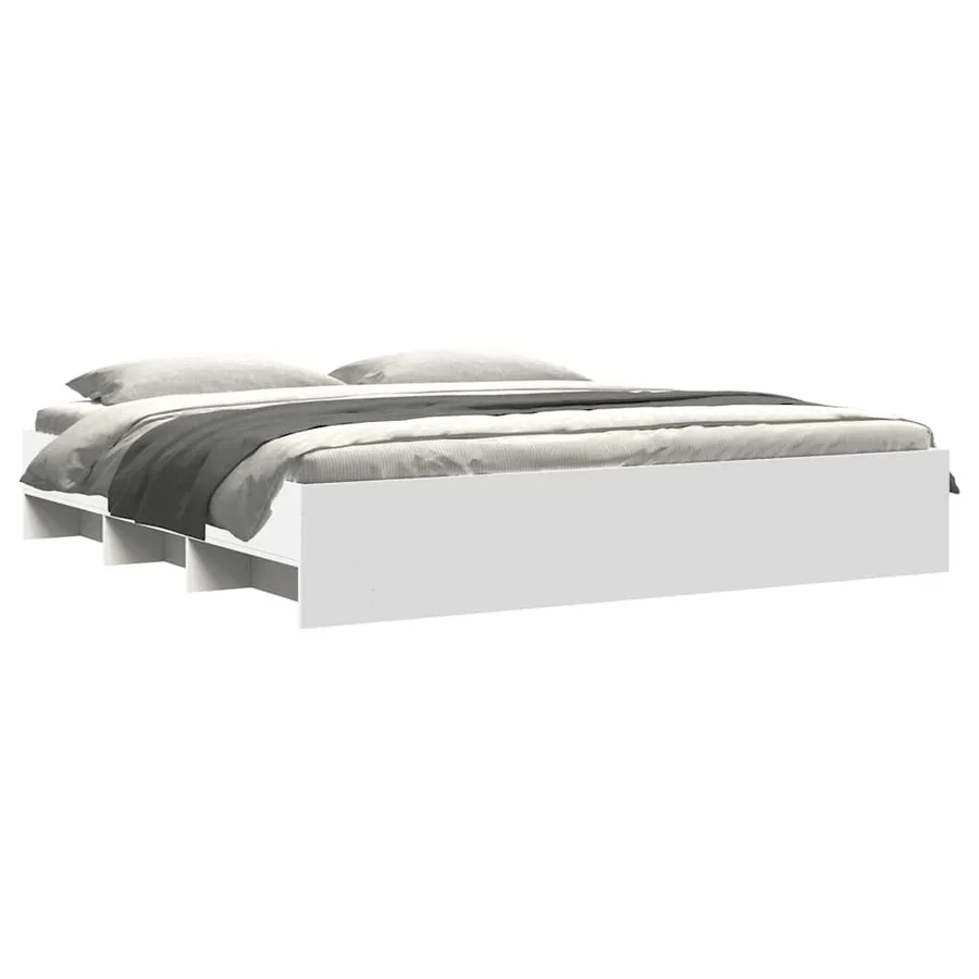 Cadre de lit sans matelas blanc 200x200 cm bois d'ingénierie - 3