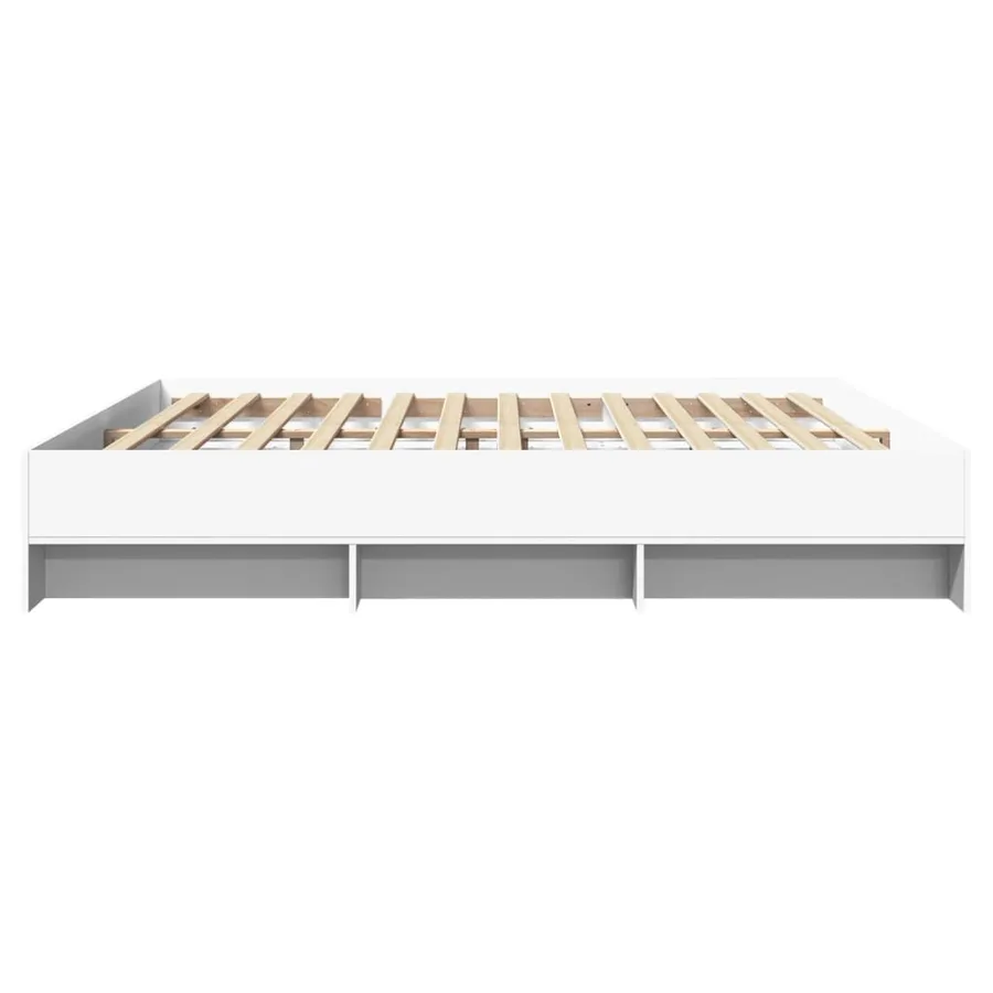 Cadre de lit sans matelas blanc 200x200 cm bois d'ingénierie - 6