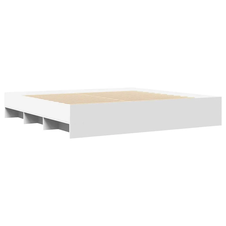 Cadre de lit sans matelas blanc 200x200 cm bois d'ingénierie - 7