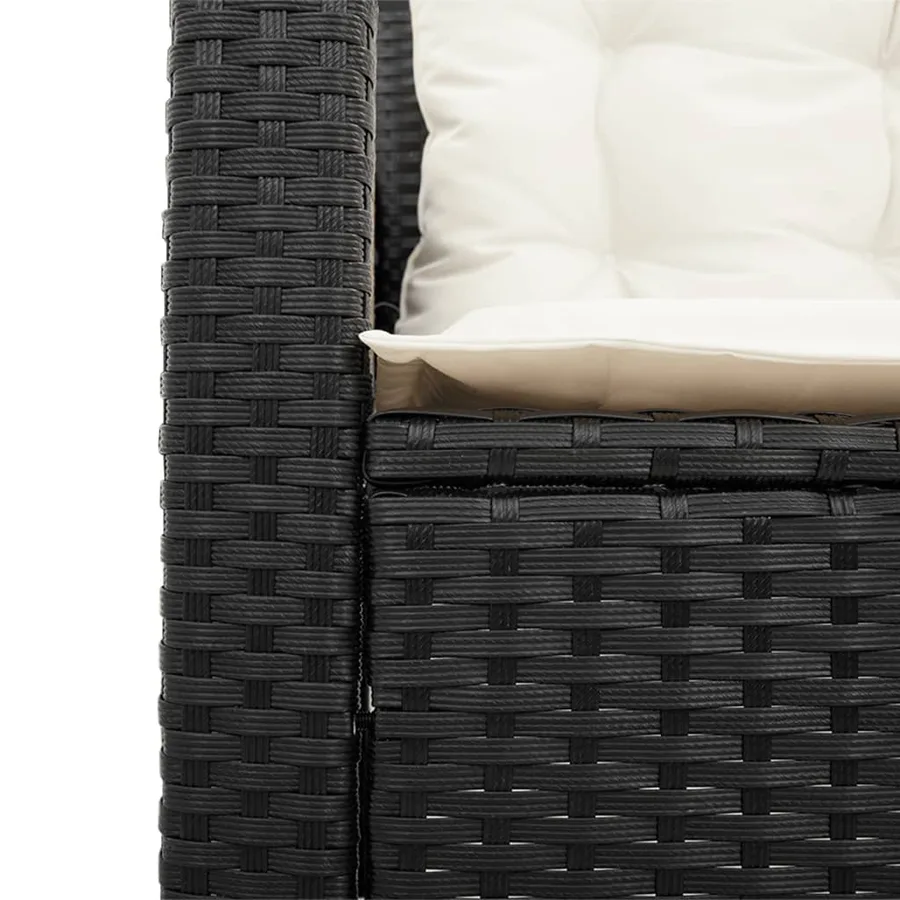 Canapé de jardin avec table et coussins en forme de L noir - 10