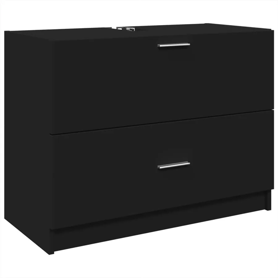 Armoire d'évier noir 78x37x59 cm bois d'ingénierie - 2