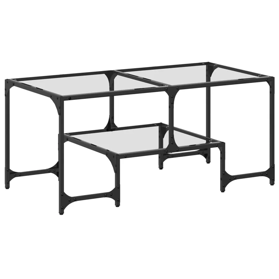Table basse avec dessus en verre transparent 98,5x50x45cm acier - 2