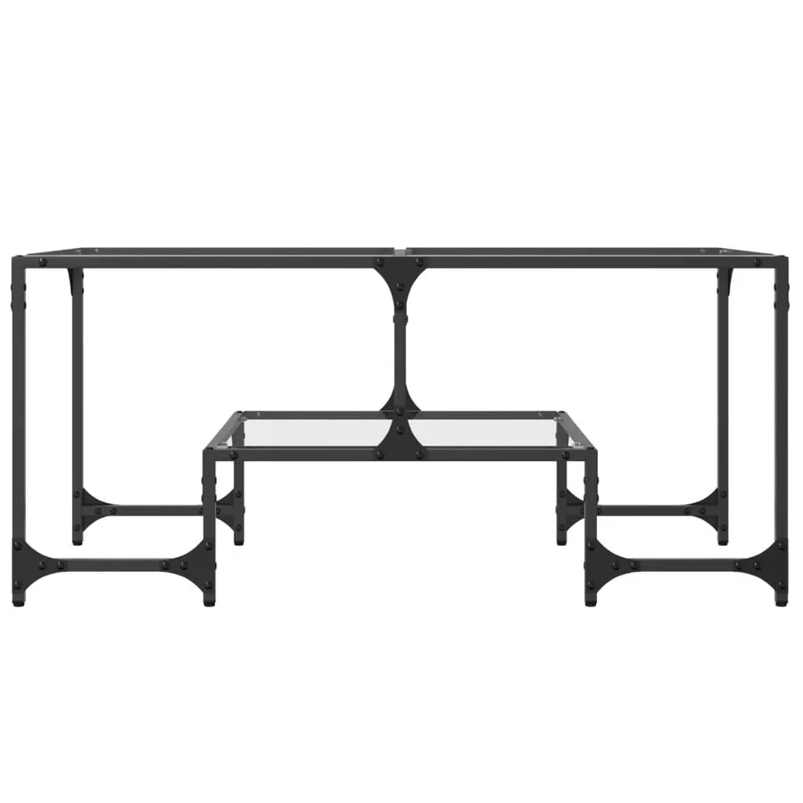 Table basse avec dessus en verre transparent 98,5x50x45cm acier - 4