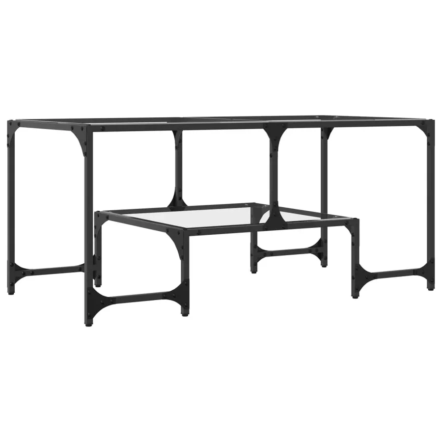 Table basse avec dessus en verre transparent 98,5x50x45cm acier - 6