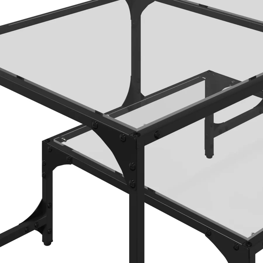 Table basse avec dessus en verre transparent 98,5x50x45cm acier - 8