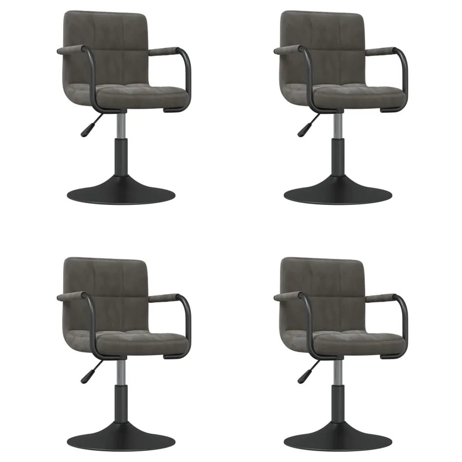 Chaises pivotantes à manger lot de 4 gris foncé velours - 2