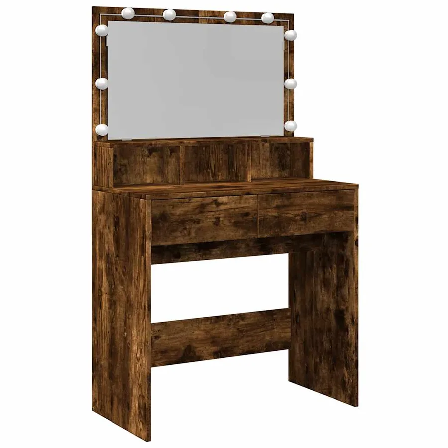 Coiffeuse avec LED chêne fumé 80x41x134,5 cm - 2