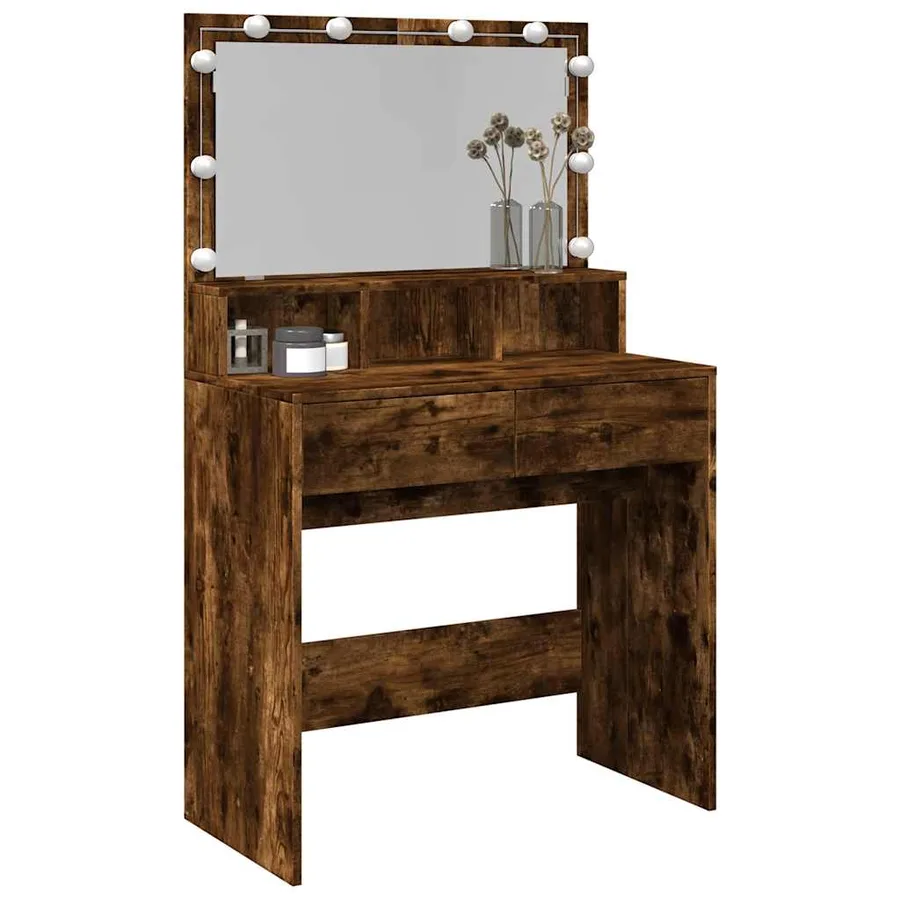 Coiffeuse avec LED chêne fumé 80x41x134,5 cm - 4