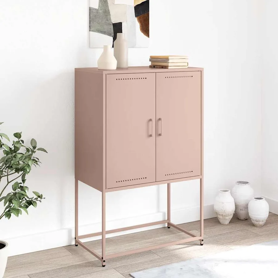 Buffet haut rose 68,5x38,5x107 cm acier - 3