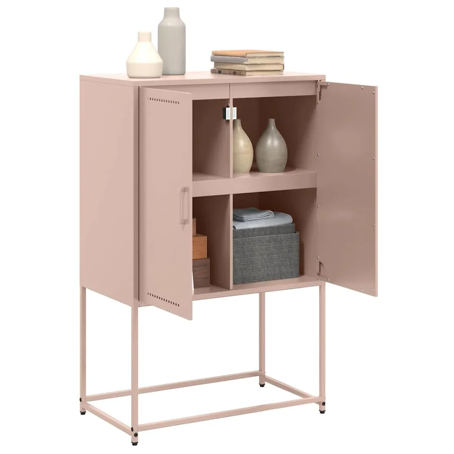 Buffet haut rose 68,5x38,5x107 cm acier - 5