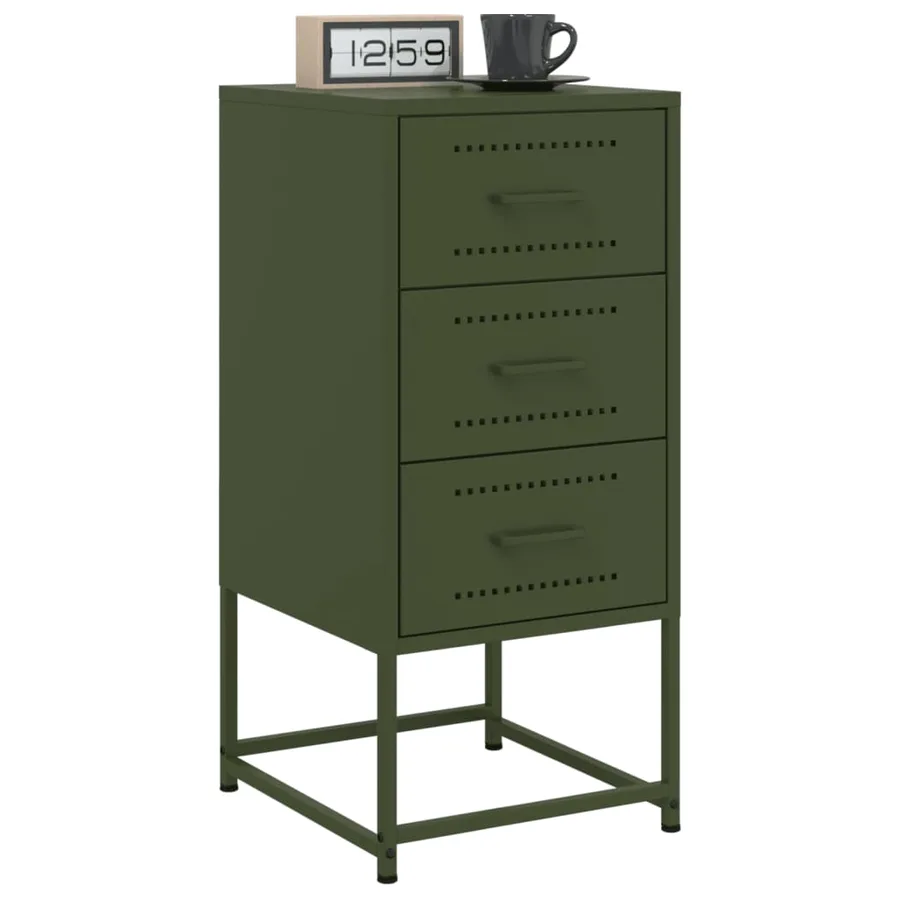 Tables de chevet 2 pcs vert olive 36x39x78 cm acier - 3