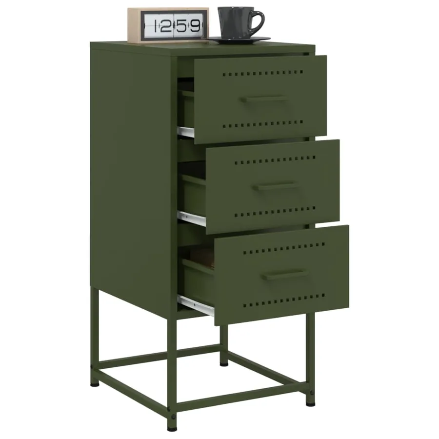 Tables de chevet 2 pcs vert olive 36x39x78 cm acier - 4