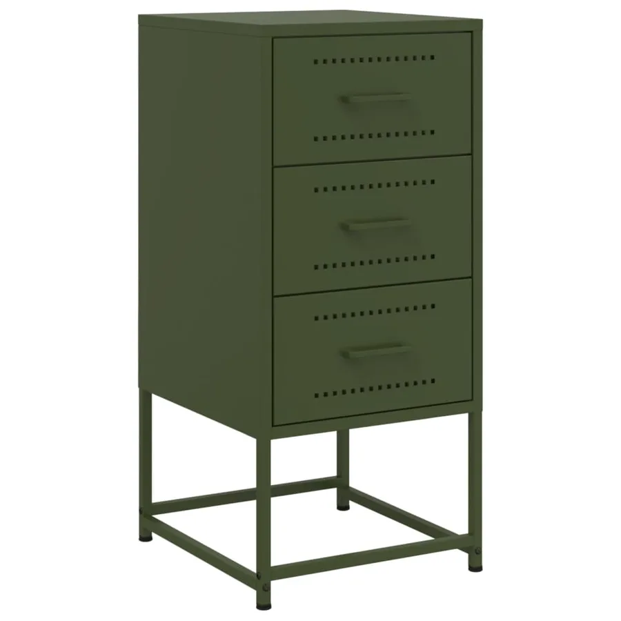 Tables de chevet 2 pcs vert olive 36x39x78 cm acier - 5
