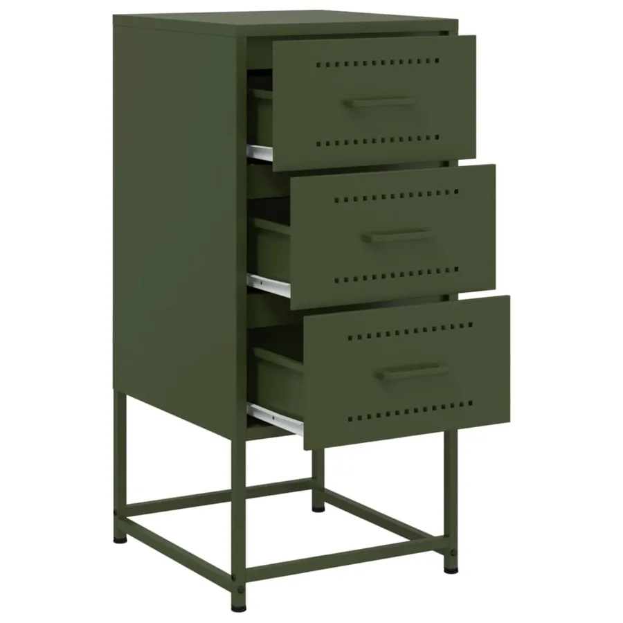 Tables de chevet 2 pcs vert olive 36x39x78 cm acier - 9