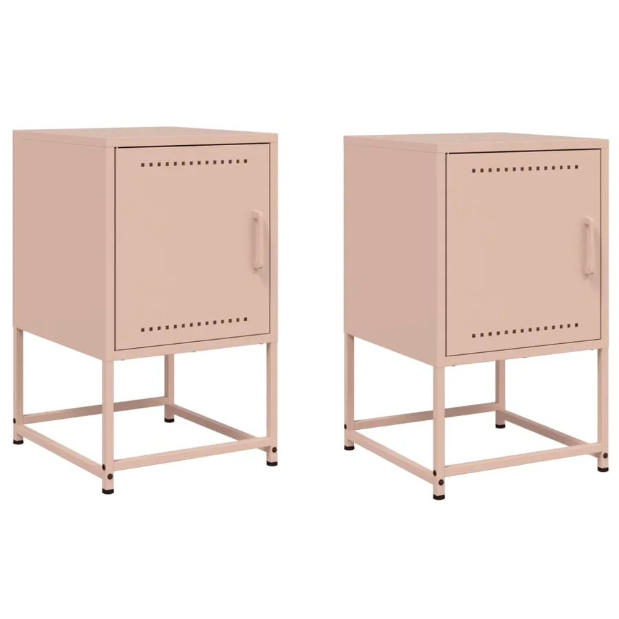Tables de chevet 2 pcs rose 36x39x60,5 cm acier - 2