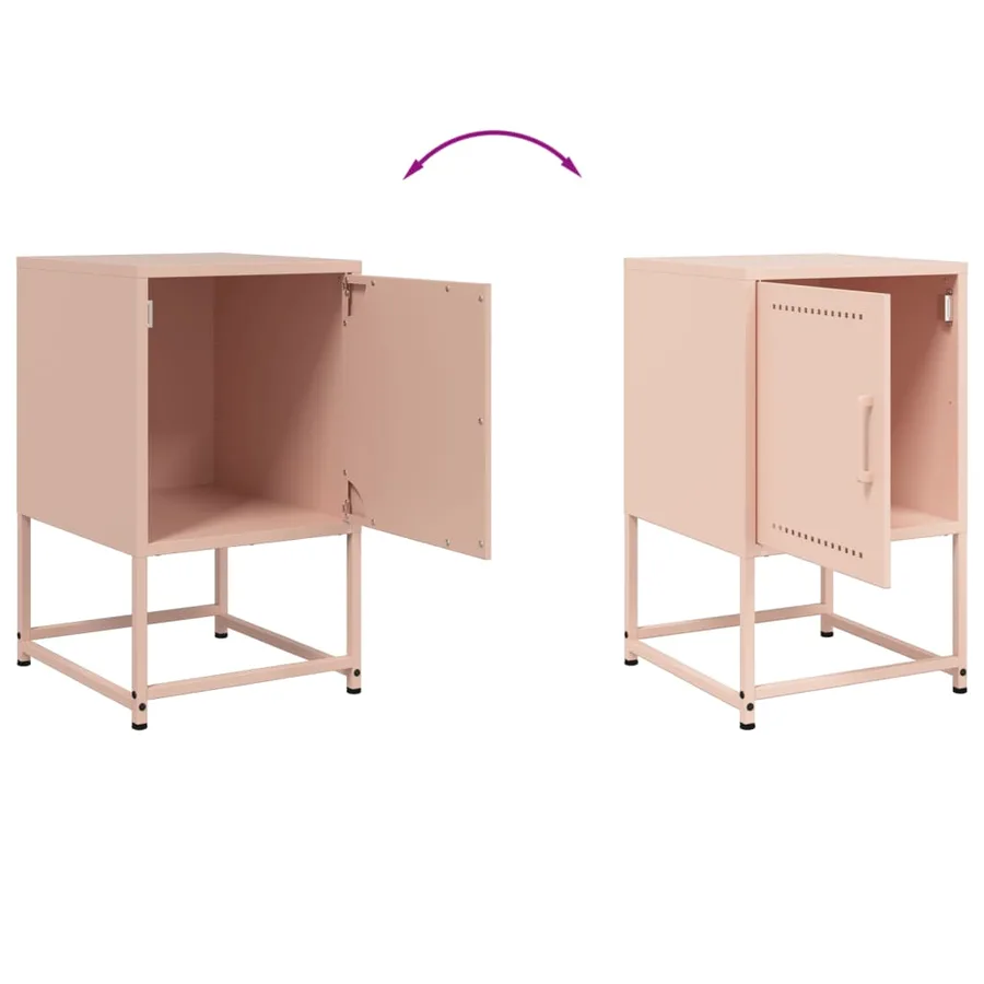 Tables de chevet 2 pcs rose 36x39x60,5 cm acier - 9
