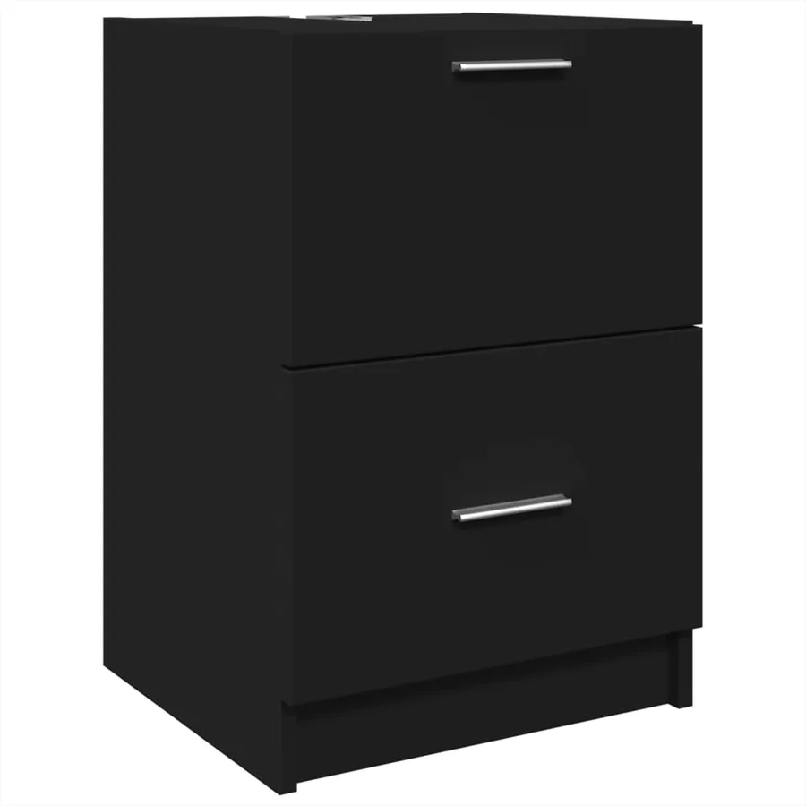 Armoire d'évier noir 40x37x59 cm bois d'ingénierie - 2
