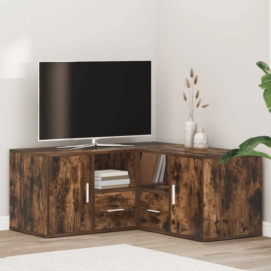 Armoire d'angle chêne fumé 160x40x45 cm bois d'ingénierie