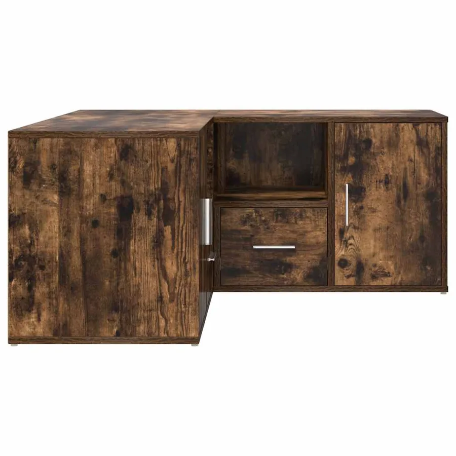 Armoire d'angle chêne fumé 160x40x45 cm bois d'ingénierie - 10