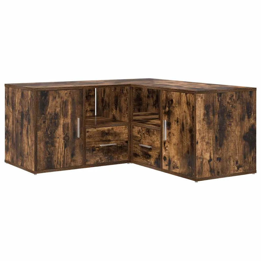 Armoire d'angle chêne fumé 160x40x45 cm bois d'ingénierie - 5