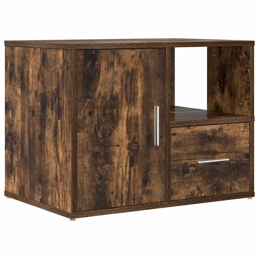 Armoire d'angle chêne fumé 160x40x45 cm bois d'ingénierie - 6