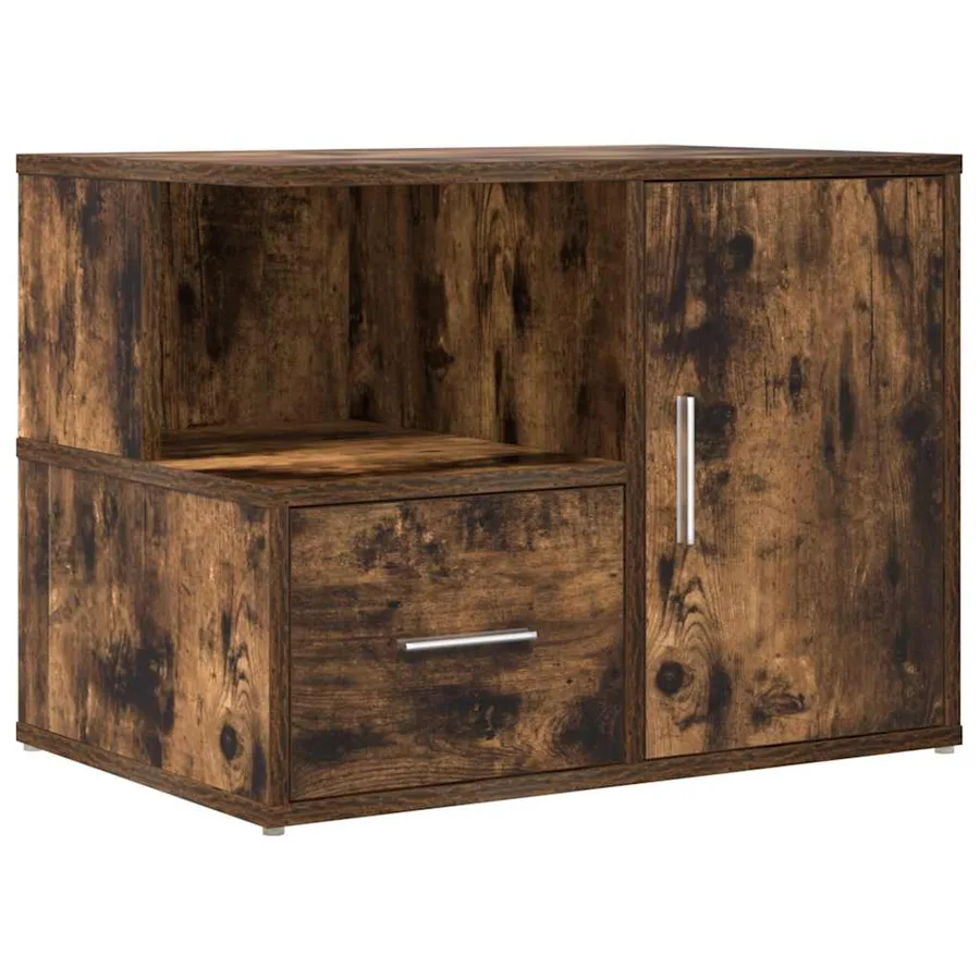 Armoire d'angle chêne fumé 160x40x45 cm bois d'ingénierie - 8