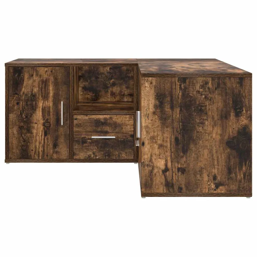 Armoire d'angle chêne fumé 160x40x45 cm bois d'ingénierie - 9