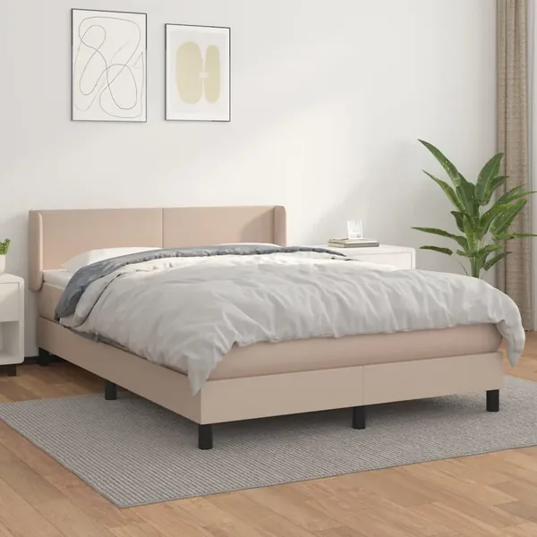 Sommier à lattes de lit avec matelas Cappuccino 140x190 cm